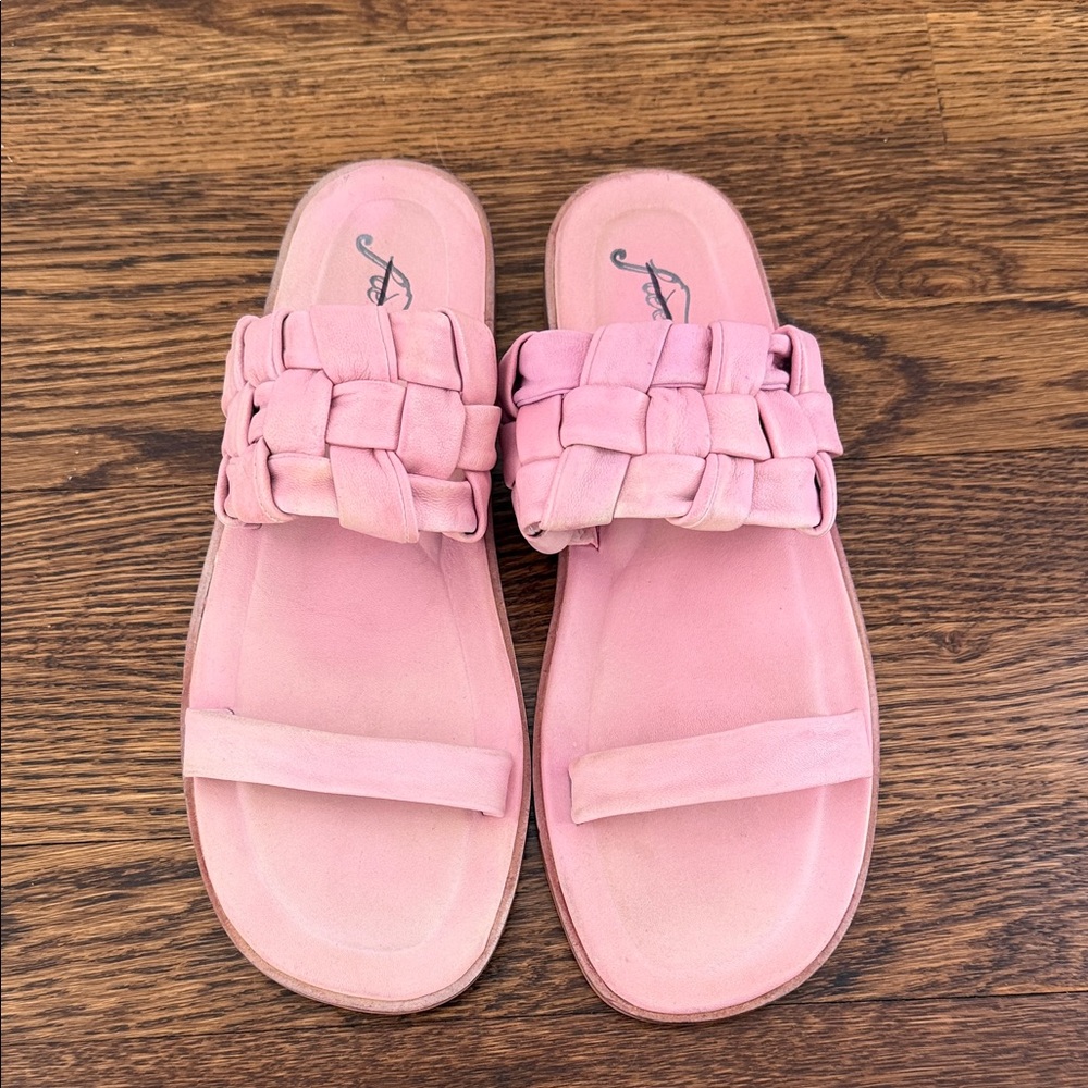 Free People Pink Braided Slide Sandals